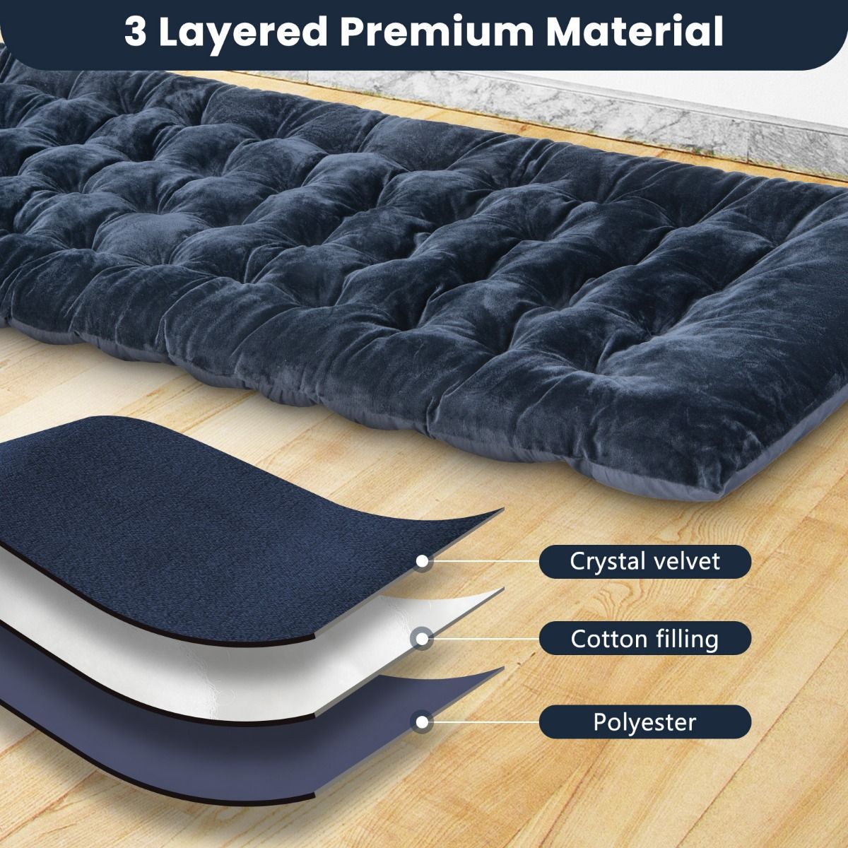 Coast Veldbed - Polyester & Katoen - 190 x 70 x 7 cm - Blauw