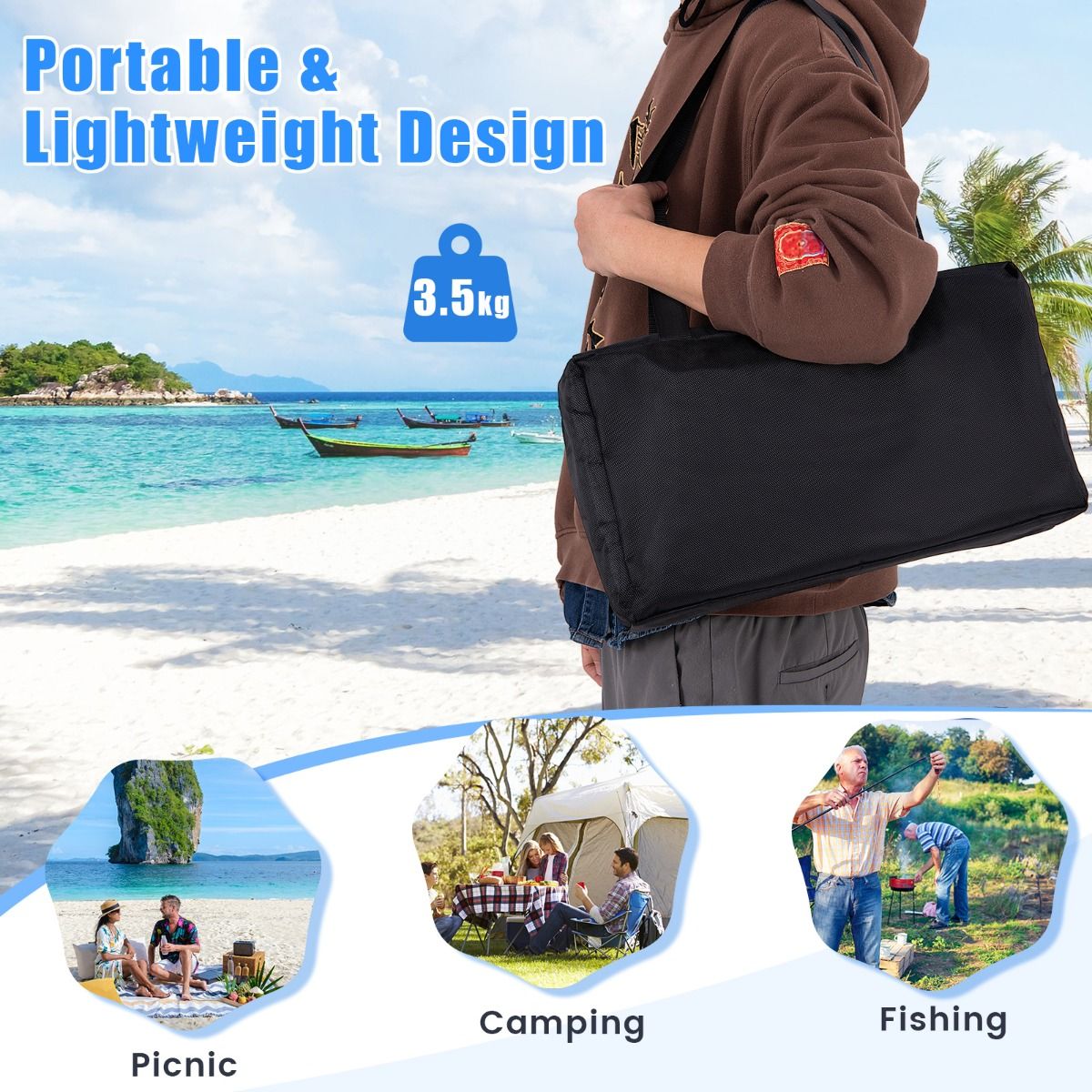 Coast Draagbare Strandtent - Lichtgewicht en UV-Beschermende Luifel voor Strand, Camping en Tuin - 3 x 3 m - Turquoise