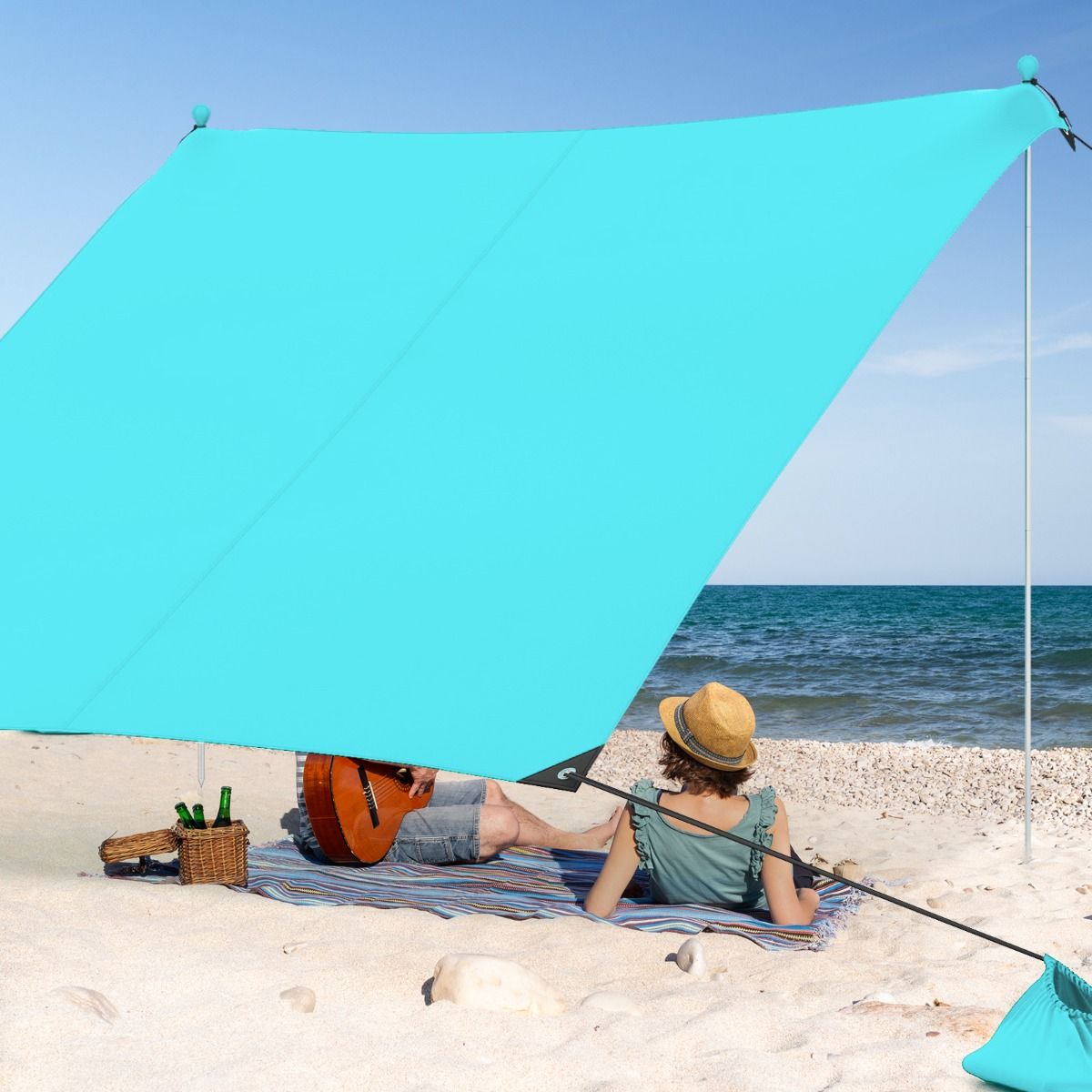 Coast Draagbare Strandtent - Lichtgewicht en UV-Beschermende Luifel voor Strand, Camping en Tuin - 3 x 3 m - Turquoise
