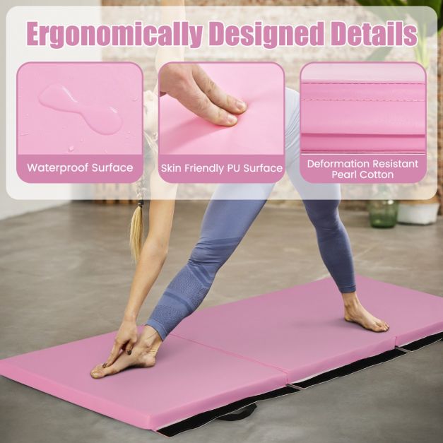 Coast Gymnastiekmat met 2 Handvatten - Parelkatoen - Roze - 180x60x5 cm