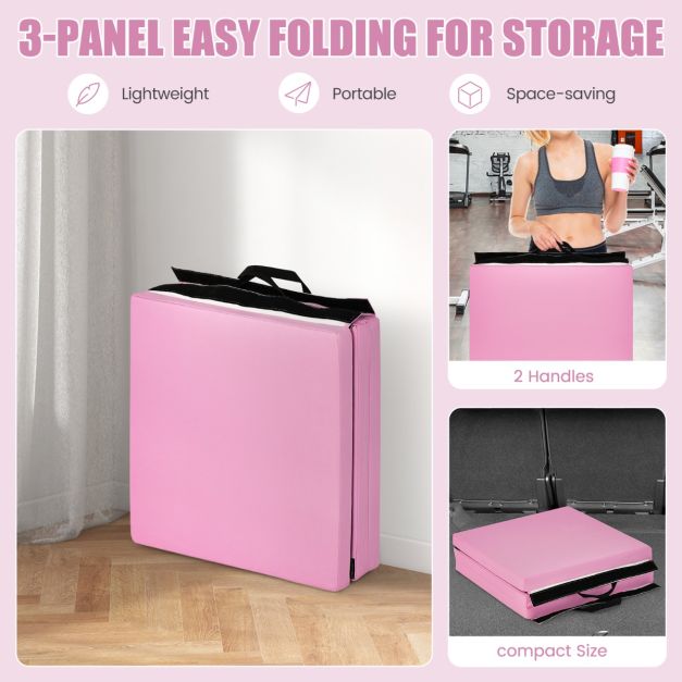 Coast Gymnastiekmat met 2 Handvatten - Parelkatoen - Roze - 180x60x5 cm