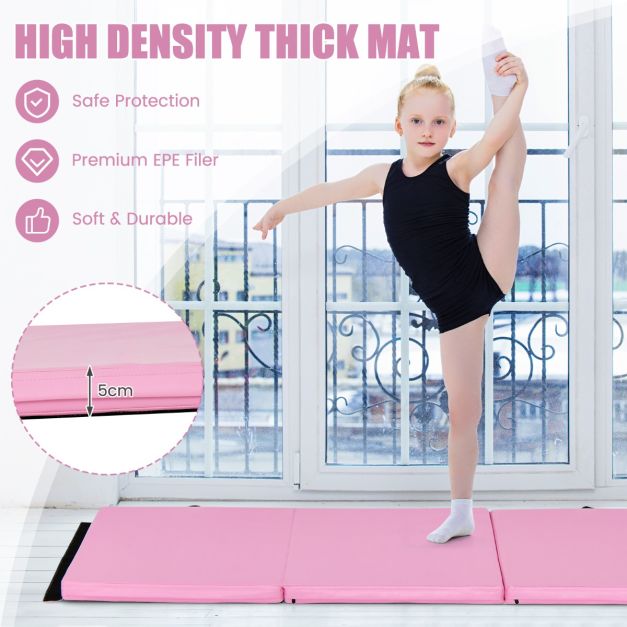 Coast Gymnastiekmat met 2 Handvatten - Parelkatoen - Roze - 180x60x5 cm