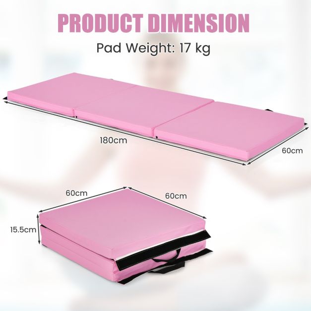 Coast Gymnastiekmat met 2 Handvatten - Parelkatoen - Roze - 180x60x5 cm