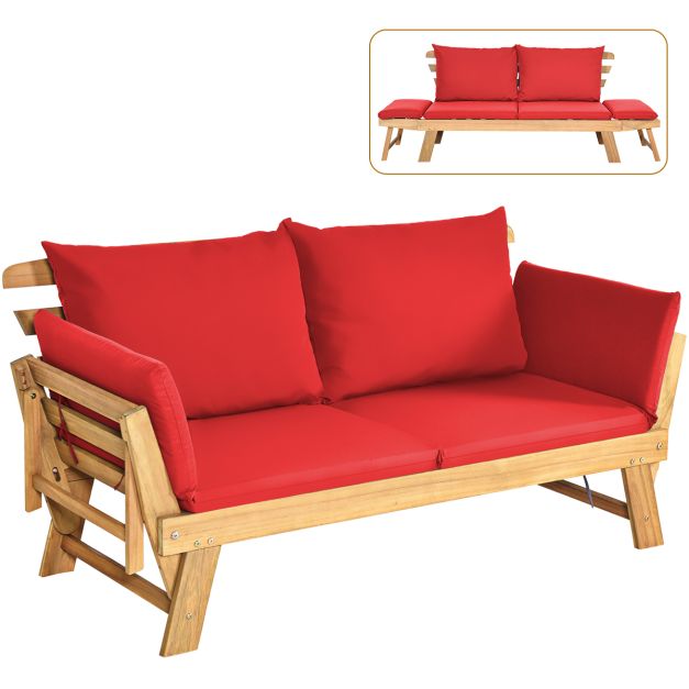 Coast Slaapbank - Acaciahout - Max. 320kg - 198 x 75 x 75 cm - Rood