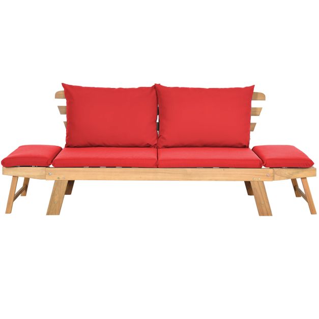 Coast Slaapbank - Acaciahout - Max. 320kg - 198 x 75 x 75 cm - Rood