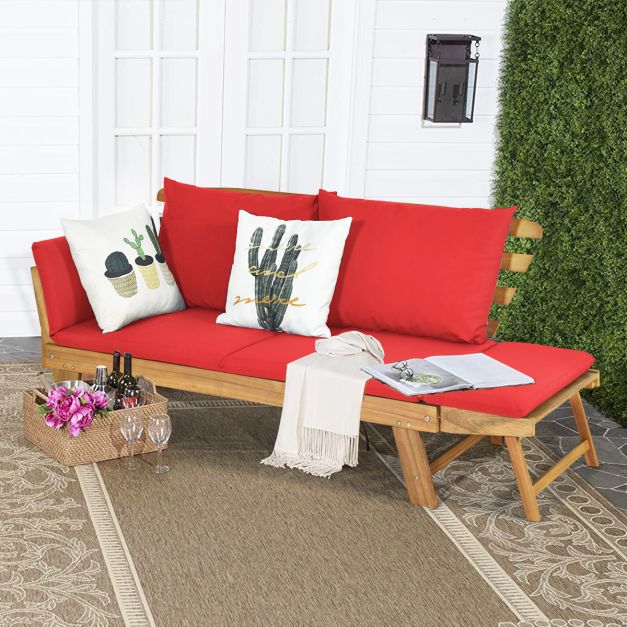 Coast Slaapbank - Acaciahout - Max. 320kg - 198 x 75 x 75 cm - Rood