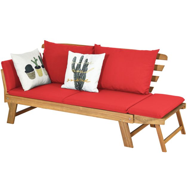 Coast Slaapbank - Acaciahout - Max. 320kg - 198 x 75 x 75 cm - Rood