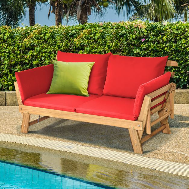 Coast Slaapbank - Acaciahout - Max. 320kg - 198 x 75 x 75 cm - Rood