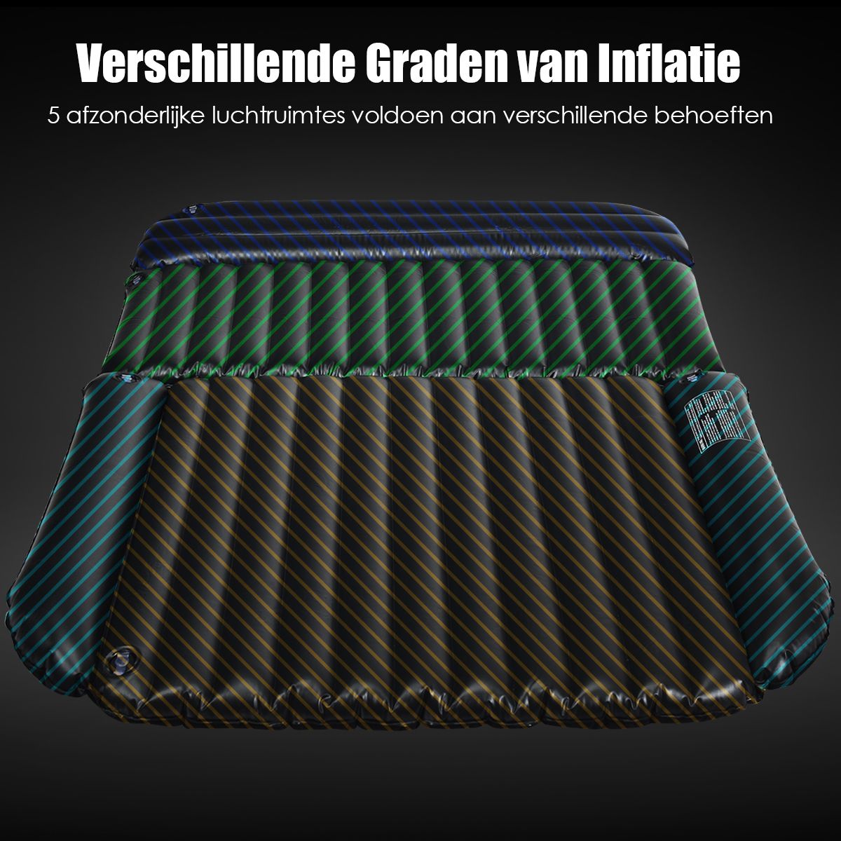 coast Auto Luchtmatras - 180×123×12,5 cm – Zwart – Opblaasbaar Achterbank Luchtbed met Elektrische Pomp