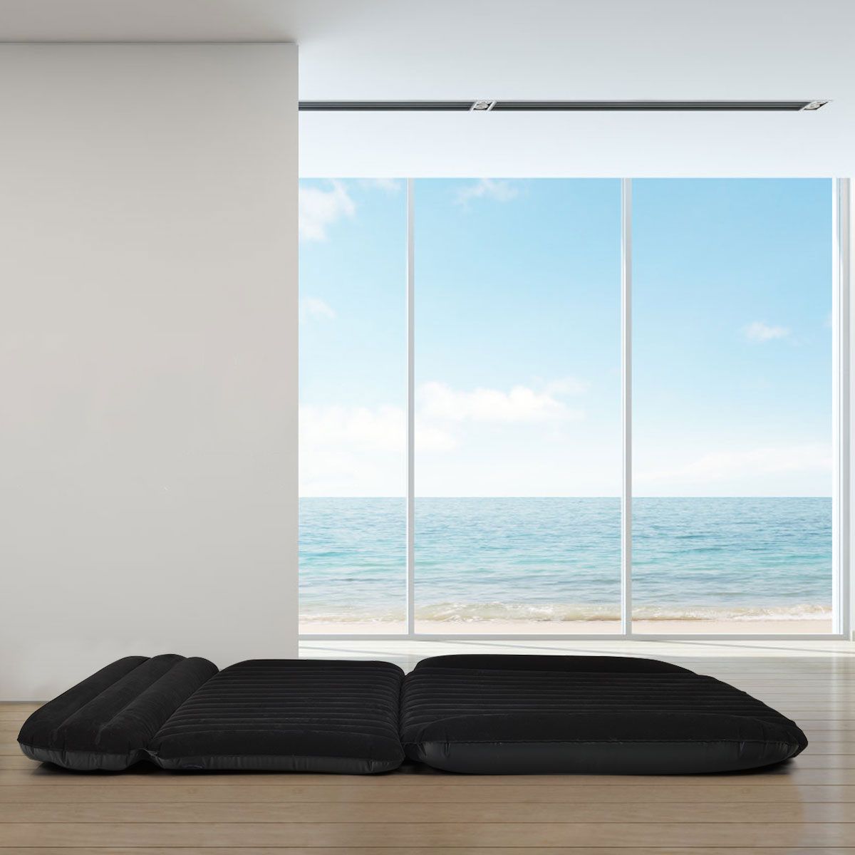 coast Auto Luchtmatras - 180×123×12,5 cm – Zwart – Opblaasbaar Achterbank Luchtbed met Elektrische Pomp