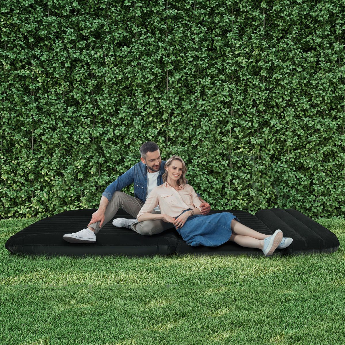 coast Auto Luchtmatras - 180×123×12,5 cm – Zwart – Opblaasbaar Achterbank Luchtbed met Elektrische Pomp