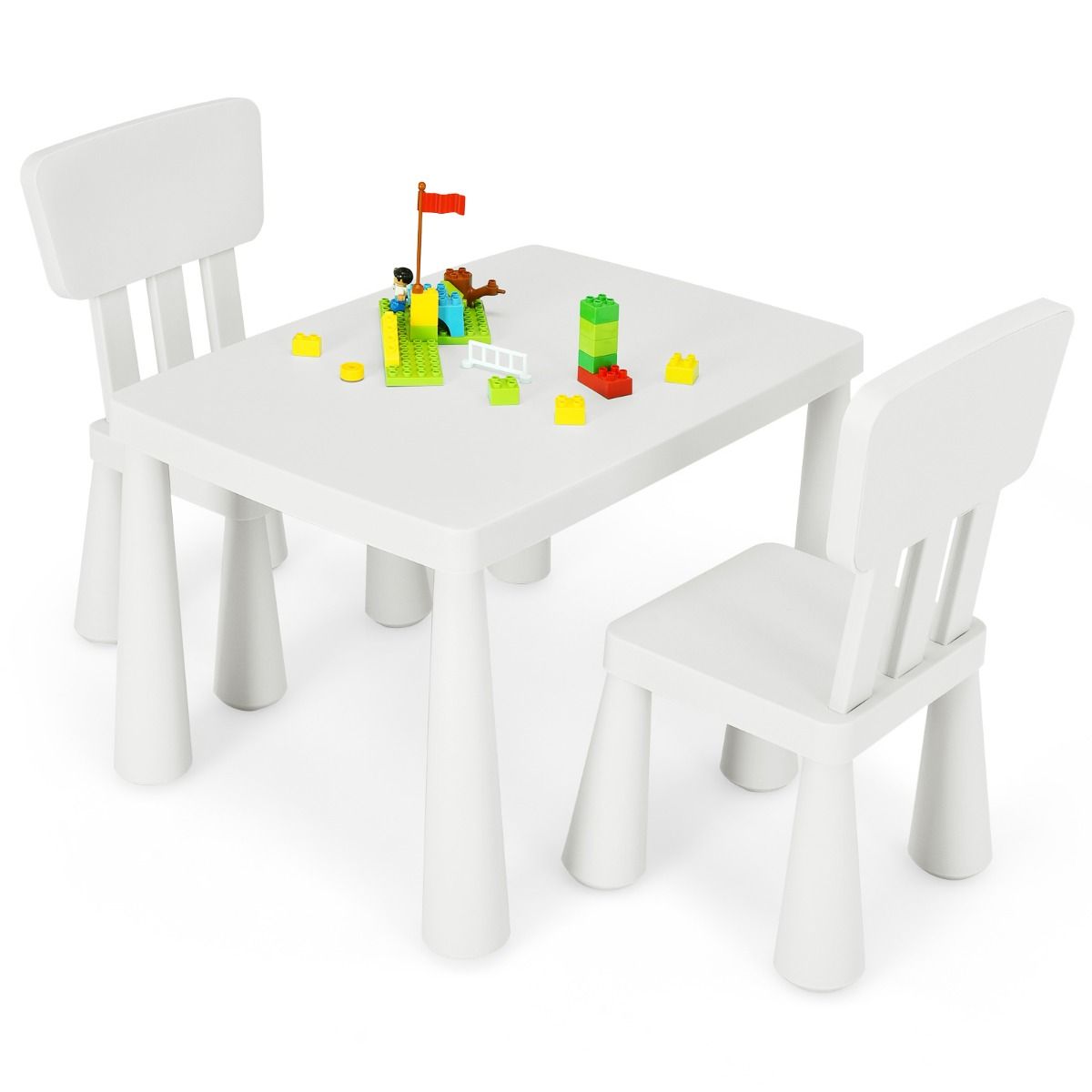 Coast 3-Delige Kindertafelset - 1 Tafel met 2 Stoelen - 76.5 x 54.5 x 49.5 cm - Polypropyleen - Wit