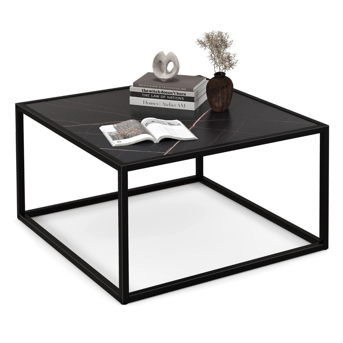 Coast Salontafel - Kunstmarmer - Rechthoekig - 70 x 70 x 40 cm - Zwart