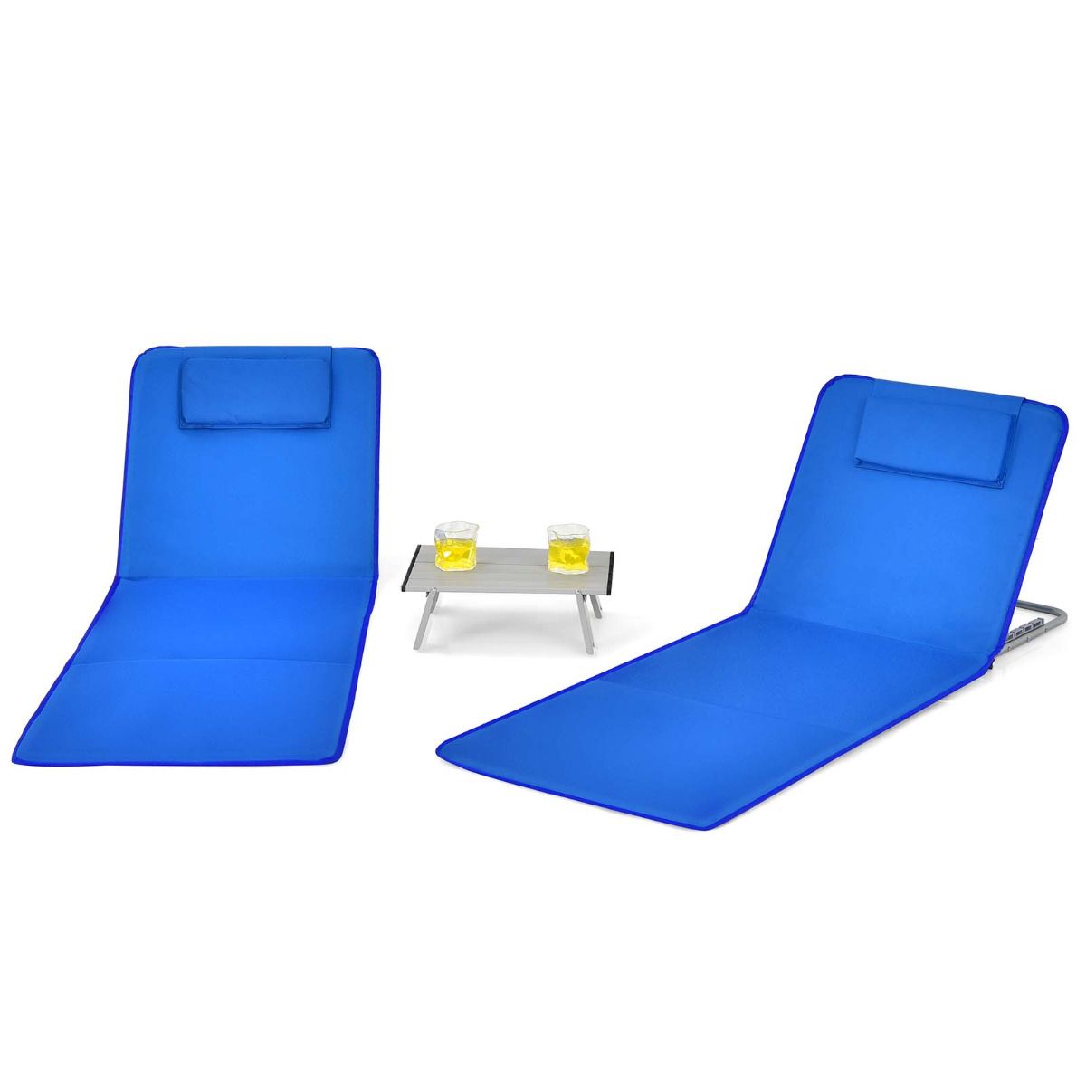 Coast Strandmatten en Bijzettafel - Set van 3 - Blauw - Opvouwbaar