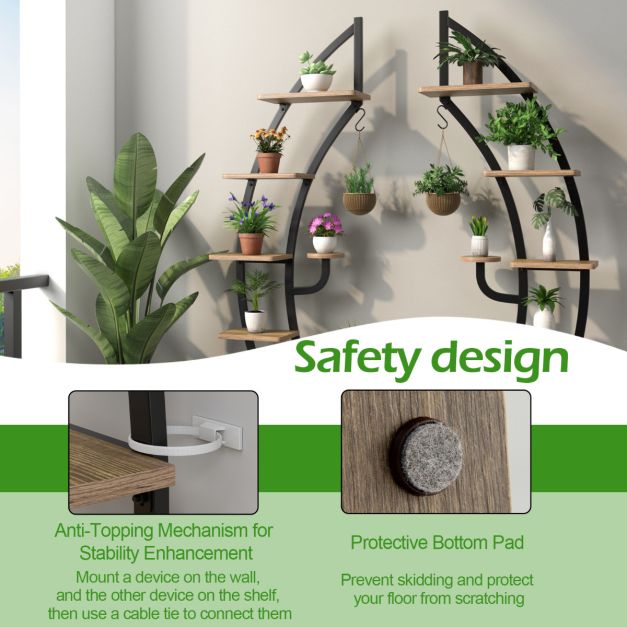 Coast Plantenrek – 2x – Metalen – 7-Lagen – Halve Maan Vorm – Binnen – Zwart