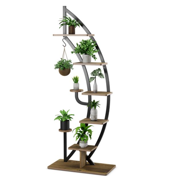 Coast Plantenrek – 2x – Metalen – 7-Lagen – Halve Maan Vorm – Binnen – Zwart