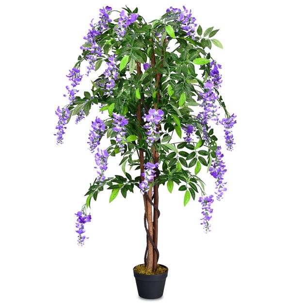 Coast Kunstplant met Stabiele Pot - 150 cm - Polyester/Hout - Paars