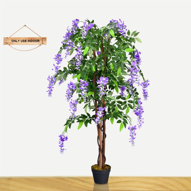 Coast Kunstplant met Stabiele Pot - 150 cm - Polyester/Hout - Paars