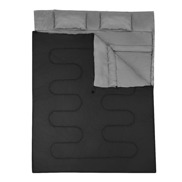 Coast Dubbele Slaapzak met 2 Kussens - 2 Persoons - met Draagtas - Waterdicht - 220 x 150 cm - Zwart