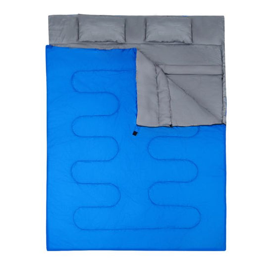 Coast 2-Persoons Slaapzak - Met 2 Kussens - Waterdicht - Blauw
