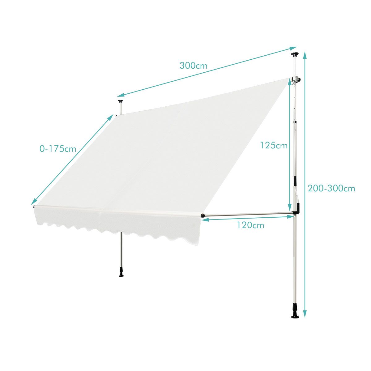 Coast Telescopische Zonluifel - Uitschuifbaar - 300 x 120 cm - Beige