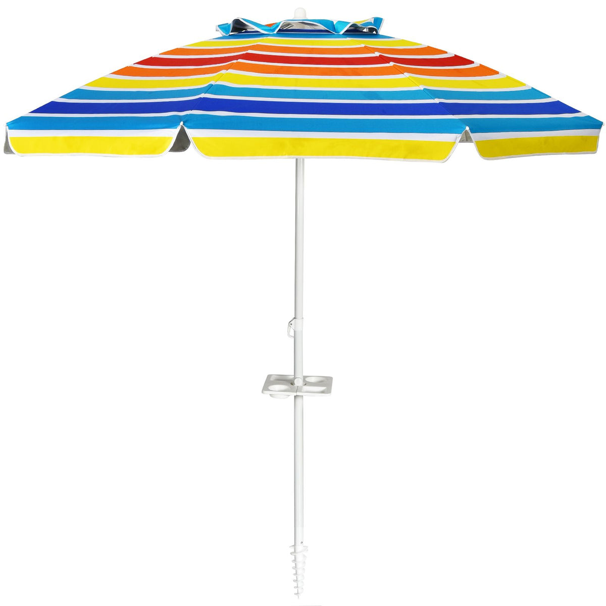 Coast 220 cm Strandparaplu UPF50 – Multicolor Draagbare Parasol met Kantelbaar Zonnescherm