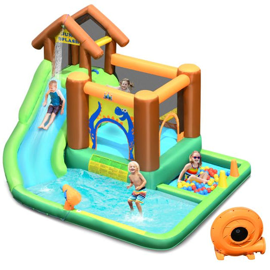 Coast Opblaasbaar Waterspeelpark – Incl. Waterkanon & Blazer – 580 W – 368 x 303 x 230 cm – Groen/Blauw/Oranje