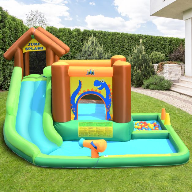 Coast Opblaasbaar Waterspeelpark – Incl. Waterkanon & Blazer – 580 W – 368 x 303 x 230 cm – Groen/Blauw/Oranje