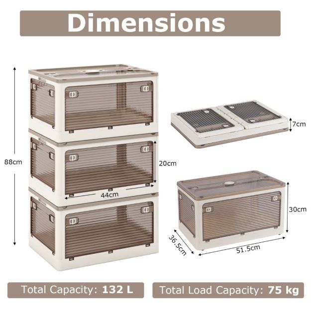 Coastway 3 Stapelbare opbergbakken - 132L - Crèmewit - 51,5 x 36,5 x 30 cm (Per Bak)