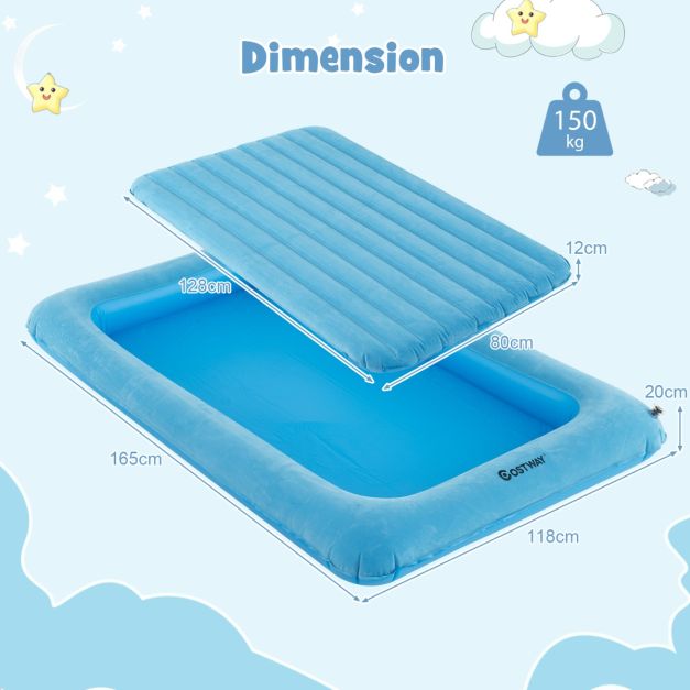 Coast Opblaasbare Matras - PVC + Vloksel - Blauw - Max.150 kg - 165x118x20 cm