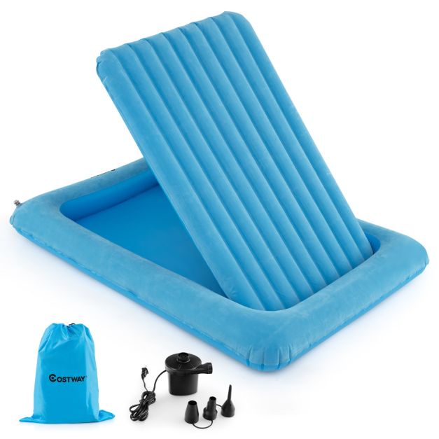 Coast Opblaasbare Matras - PVC + Vloksel - Blauw - Max.150 kg - 165x118x20 cm
