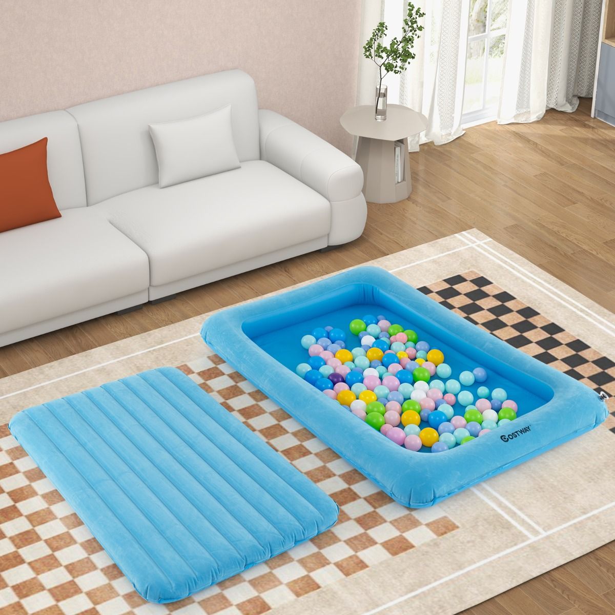 Coast Opblaasbare Matras - PVC + Vloksel - Blauw - Max.150 kg - 165x118x20 cm