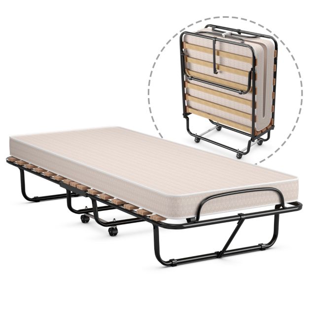 Coast Bed - Opvouwbaar - Tot 120kg. - Incl. Traagschuim Matras - 80 x 190 x 39 cm - Beige
