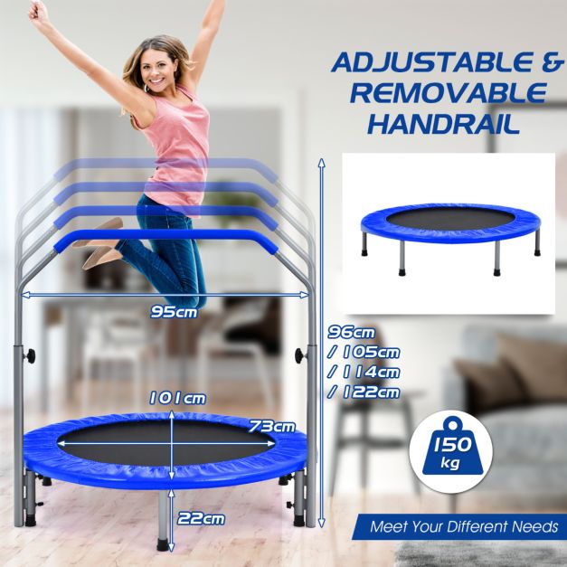 Coast Ø101 cm opvouwbare mini -trampoline fitness trampoline met hoogte verstelbare handgreep blauw + zwart