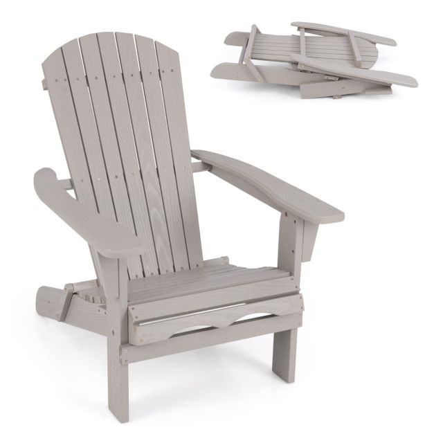 Coast Adirondack Stoel - Opvouwbaar - Hout - Ergonomisch - Hoge Rugleuning - 89 x 71 x 94 cm - Grijs