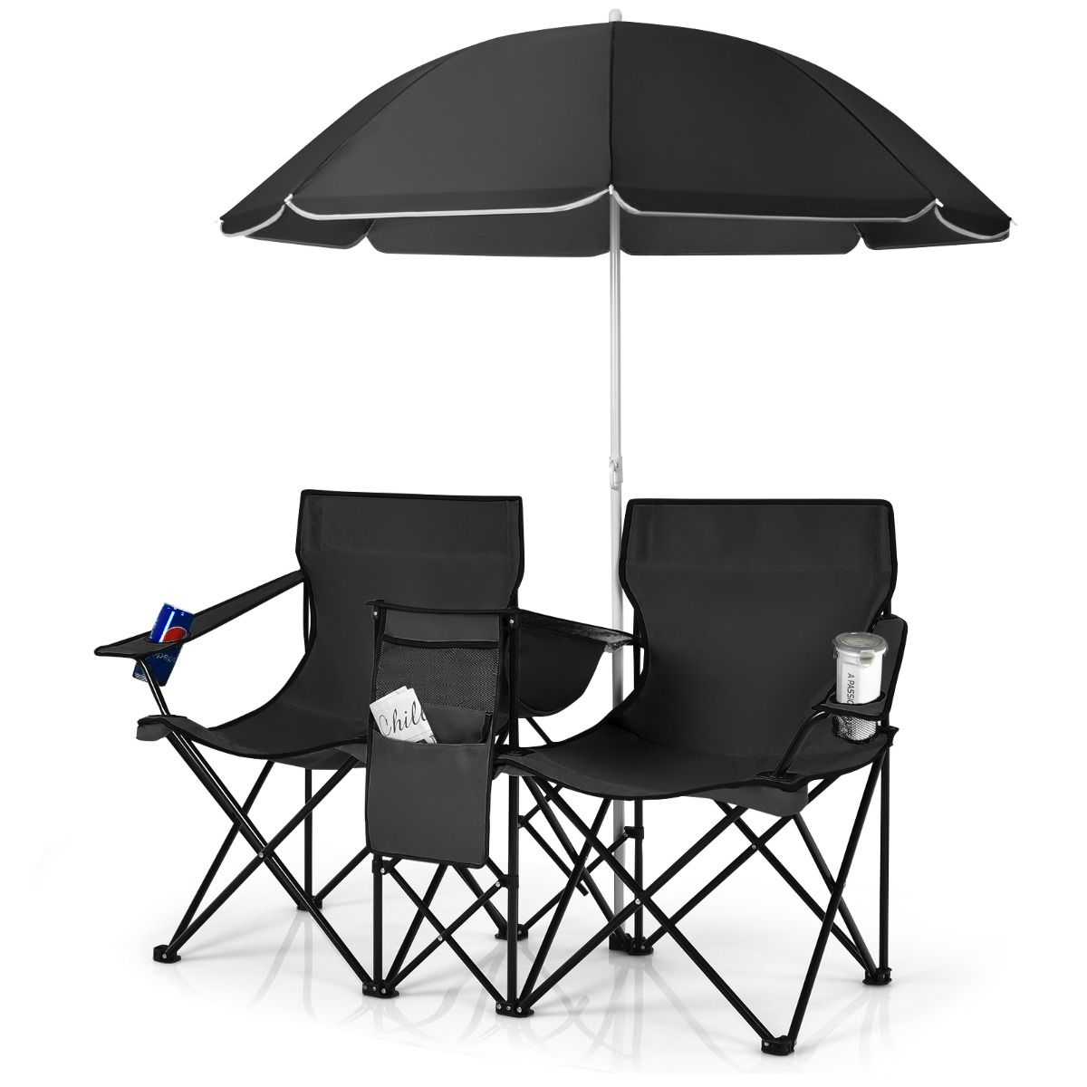 Coast Dubbele Picknickstoel - Waterdicht - 5,9 kg - 160 x 56 x 118cm - Zwart