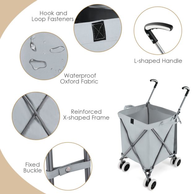 coast Boodschappentrolley – Inklapbaar – 90 liter – 66 x 46 x 94,5 cm – Grijs