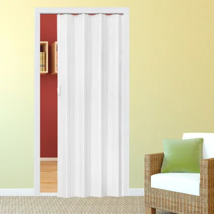 Tectake® - Vouwdeur PVC - 203 x 80 cm - Wit - Snijbare Hoogte - Magneetsluiting - Waterbestendig & Onderhoudsvriendelijk