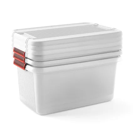 Keter Kis K Latch Opbergbox - 43 L - 6 Stuks - Stapelbaar & Nestbaar - Transparant - Kunststof