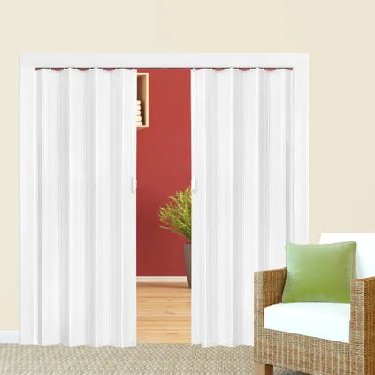 Tectake® - Vouwdeur PVC - 203 x 80 cm - Wit - Snijbare Hoogte - Magneetsluiting - Waterbestendig & Onderhoudsvriendelijk