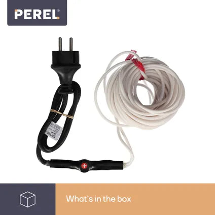 Perel Vorstbeschermingskabel – Voorzien Van Automatische Thermostaat En Ip68 Waterdichte Behuizing En Drie Warmtestanden – Voor Waterleidingen En Goten – Wit Polyethyleen – Twaalf Meter