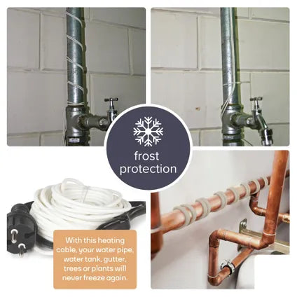 Perel Vorstbeschermingskabel – Voorzien Van Automatische Thermostaat En Ip68 Waterdichte Behuizing En Drie Warmtestanden – Voor Waterleidingen En Goten – Wit Polyethyleen – Twaalf Meter