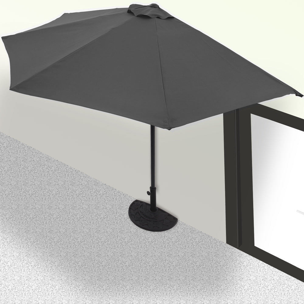 Kings - Halfronde Parasol - Antraciet - UV Bescherming - 270x135x230