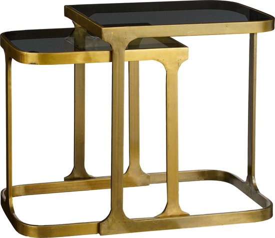 Mica Decorations Kevin Bijzettafel - Set van 2 - L48 x B37 x H52 cm - Metaal - Goud