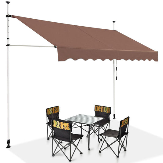 Coast Zonnescherm 300x120 cm Hoogteverstelbaar Bruin – Uitschuifbare Markies voor Balkon, Terras of Raam