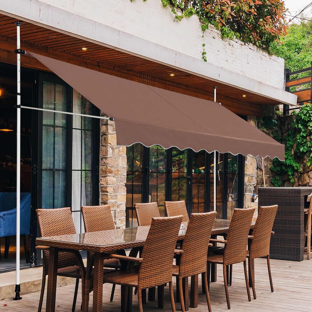 Coast Zonnescherm 300x120 cm Hoogteverstelbaar Bruin – Uitschuifbare Markies voor Balkon, Terras of Raam