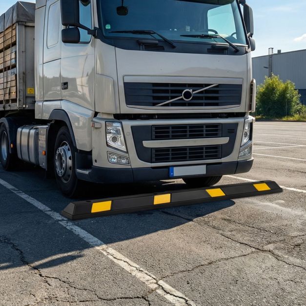 Coast Rubberen Wielstopper Parkeerhulp met Gele Reflecterende Strepen Parkeerplaatsbegrenzer Parkeerstopper voor Garage