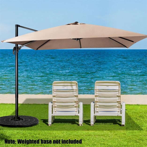 Coast Zweefparasol – Kantelbaar & 360° Draaibaar – 300 x 300 x 273 cm – Koffiebruin