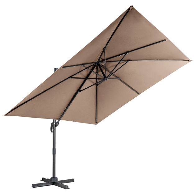 Coast Zweefparasol – Kantelbaar & 360° Draaibaar – 300 x 300 x 273 cm – Koffiebruin