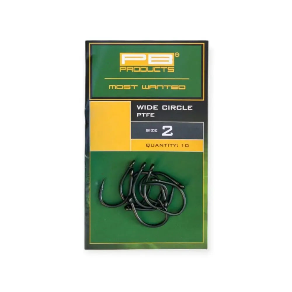 PB Products Wide Circle Hook PTFE - Maat 2 - 10 stuks - Zwart